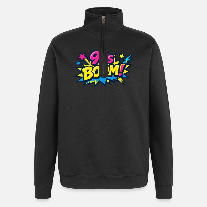 90s Boom Comic Explosion - Quarter-Zip Sweatshirt - black