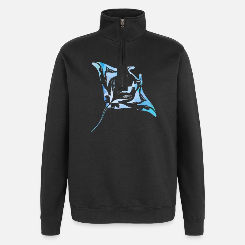 MantaRayBlau - Quarter-Zip-Sweatshirt - Schwarz