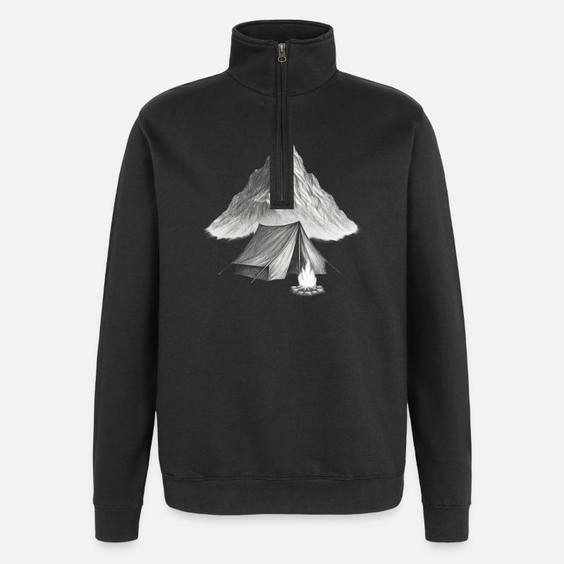 Bergzelt am Feuer - Quarter-Zip-Sweatshirt - Schwarz