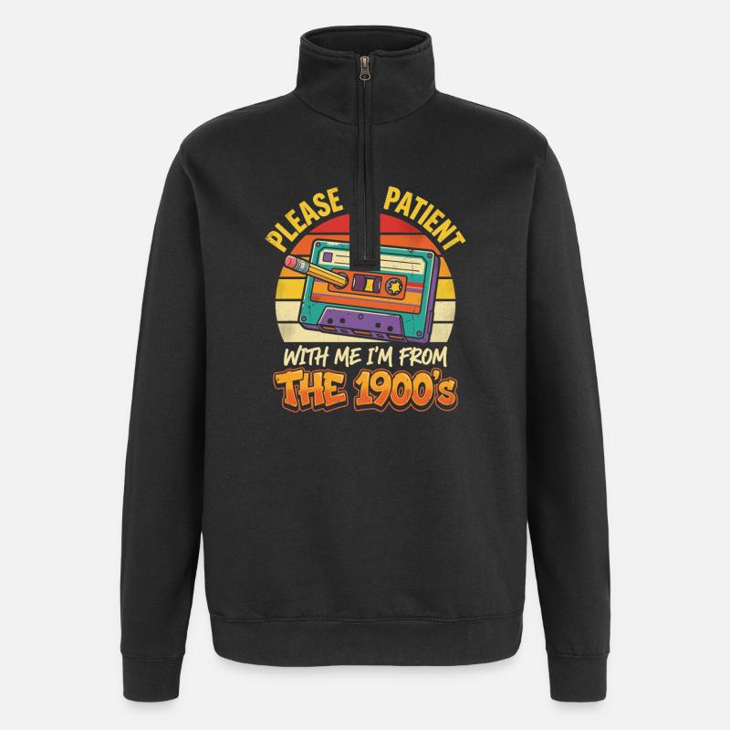 Kassette Nostalgie 1900er Jahre - Quarter-Zip-Sweatshirt - Schwarz
