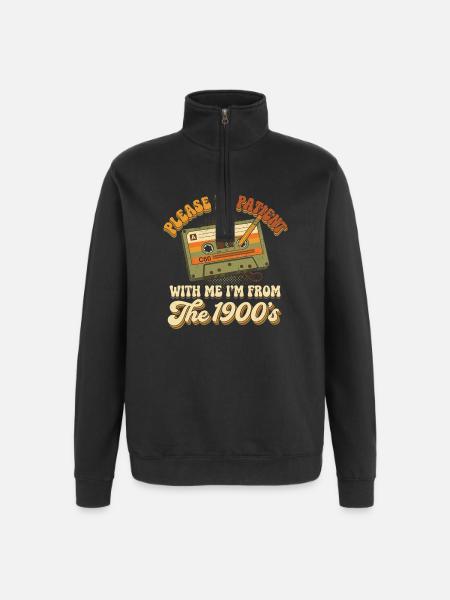 Geduld mit mir 1900er Kassette - Quarter-Zip-Sweatshirt - Schwarz