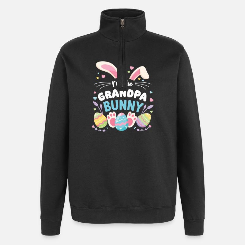 Je suis Papi Lapin Sweet - Sweat à zip 1/4 - noir