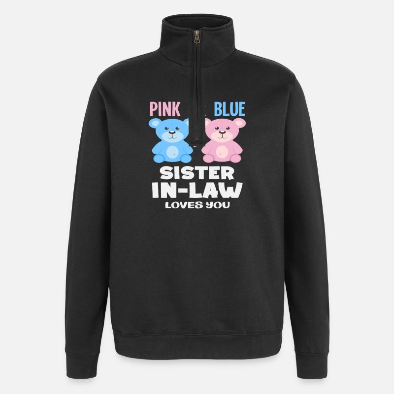 Pink Oder Blau Stiefschwester Liebt Dich - Quarter-Zip-Sweatshirt - Schwarz