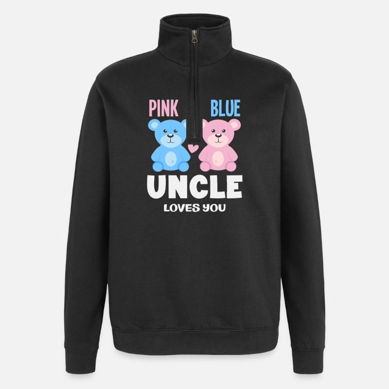 Rose ou bleu Oncle t’aime - Sweat à zip 1/4 - noir