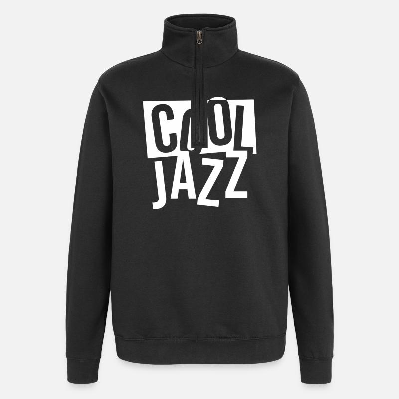 Pile typographique jazz audacieuse - Sweat à zip 1/4 - noir