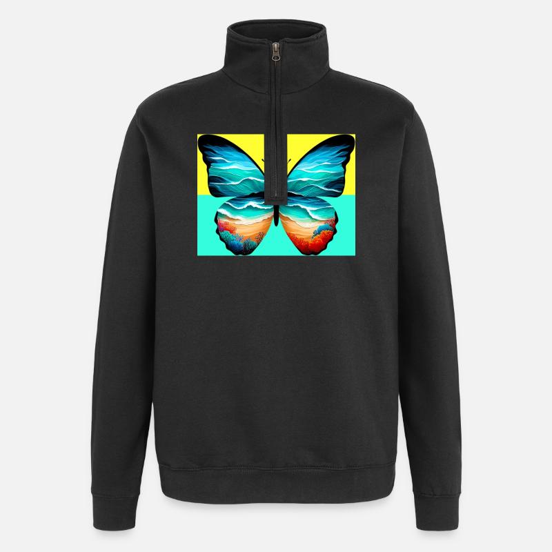 papillon - Sweat à zip 1/4 - noir
