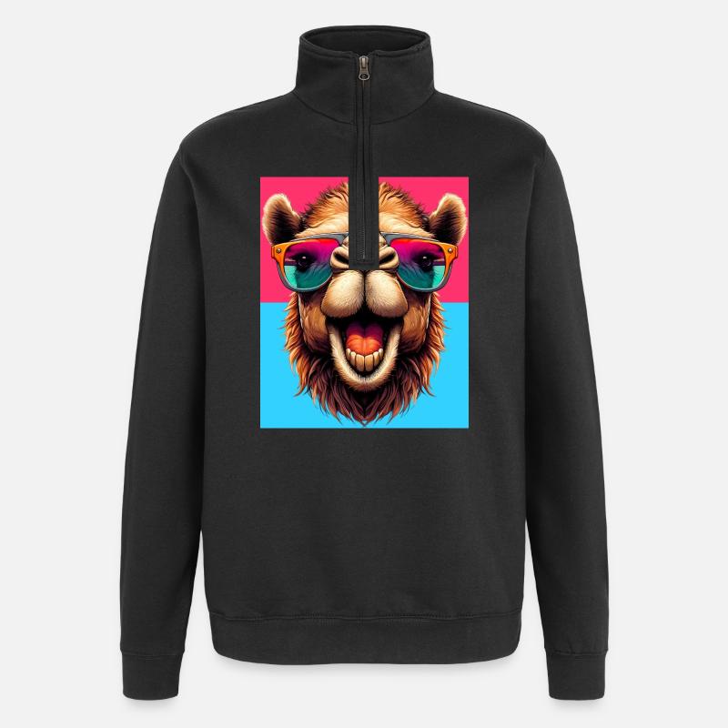 Kamel - Quarter-Zip-Sweatshirt - Schwarz