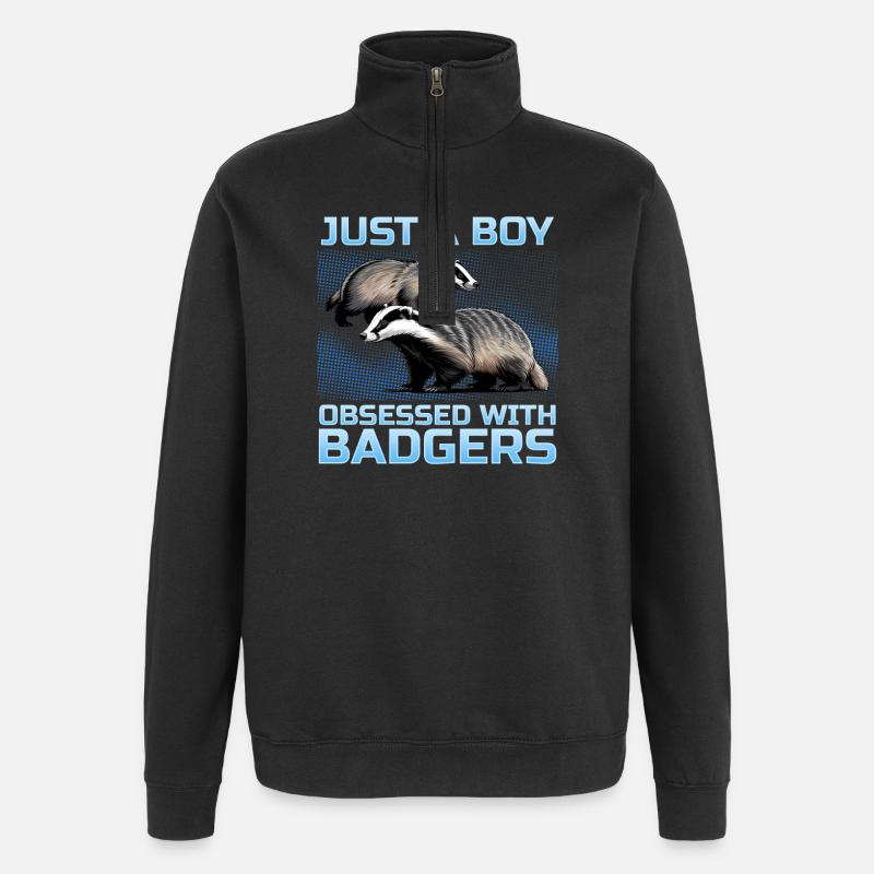 Blaireau animal drôle - Sweat à zip 1/4 - noir