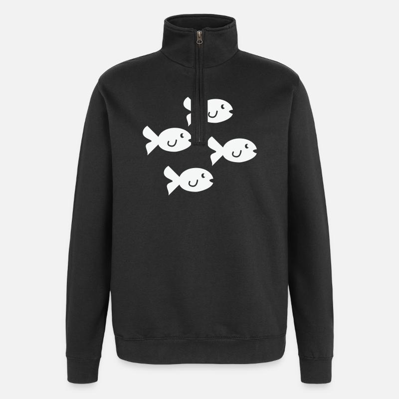 Vier freundliche Fischchen - Quarter-Zip-Sweatshirt - Schwarz