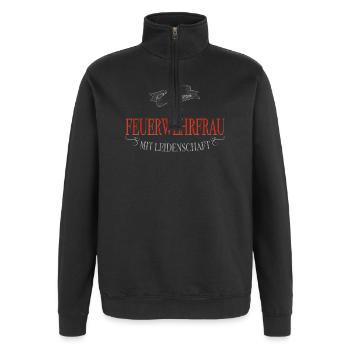 Feuerwehrfrau Mit Leidenschaft - Quarter-Zip-Sweatshirt - Schwarz - Vorne - AI Model Female 172 light (172cm) & AI Model Male 178 dark (178cm)