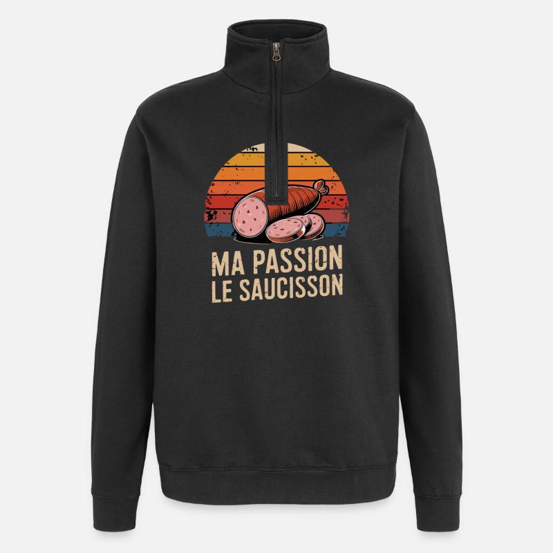 Ma Passion Le Saucisson Französische Wurstliebe - Quarter-Zip-Sweatshirt - Schwarz