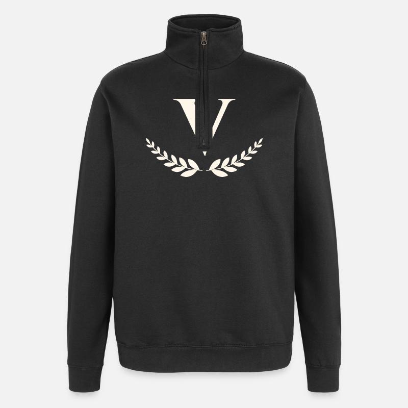 V - Sweat à zip 1/4 - noir