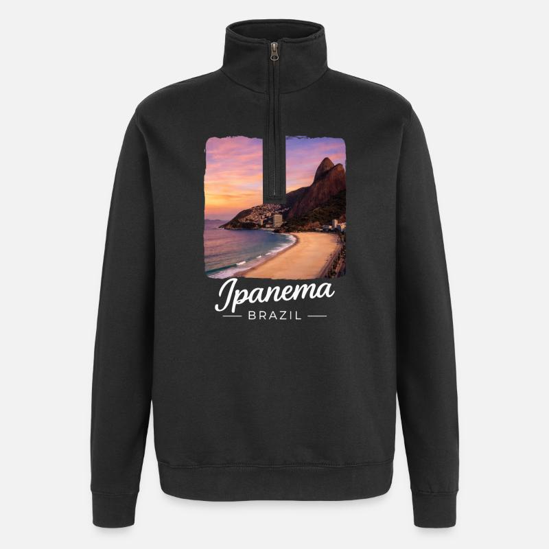 Ipanema, Brésil - Sweat à zip 1/4 - noir