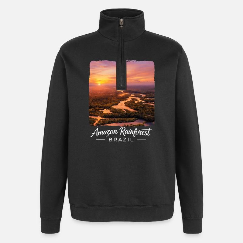 Rainforest Sunset Brazil - Quarter-Zip Sweatshirt - black
