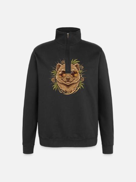 Summer Wombat with Tropical Glasses - Quarter-Zip Sweatshirt - black