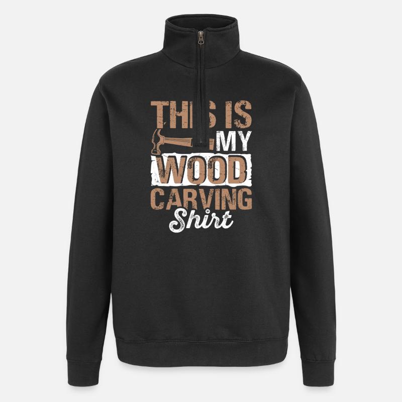 Holzschnitzerei Shirt Holzbild - Quarter-Zip-Sweatshirt - Schwarz