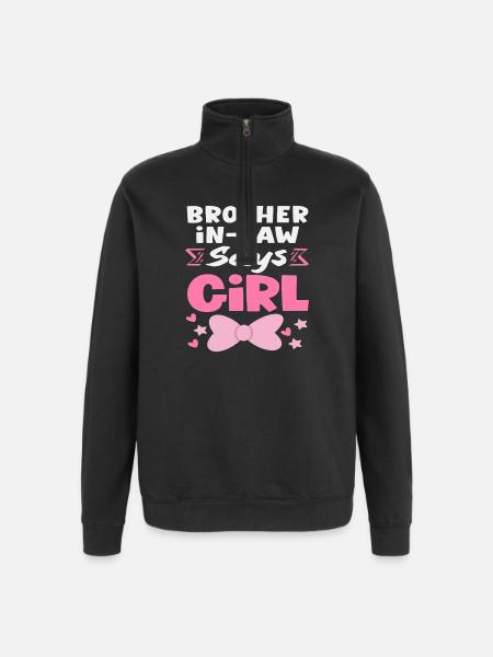 Stiefbruder Sagt Mädchen Gender Reveal - Quarter-Zip-Sweatshirt - Schwarz