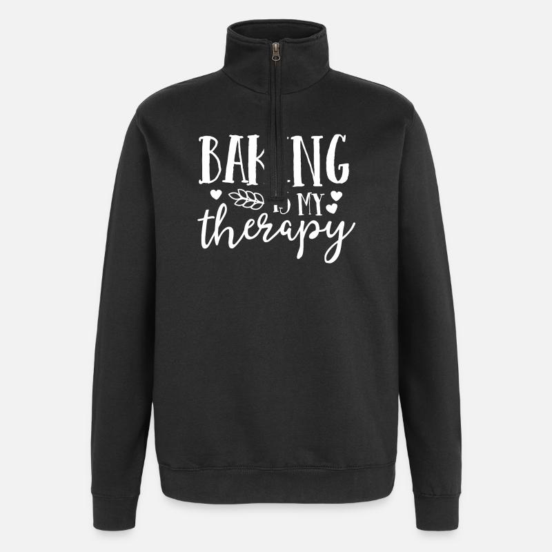 Baking Is My Therapy - Quarter-Zip Sweatshirt - black