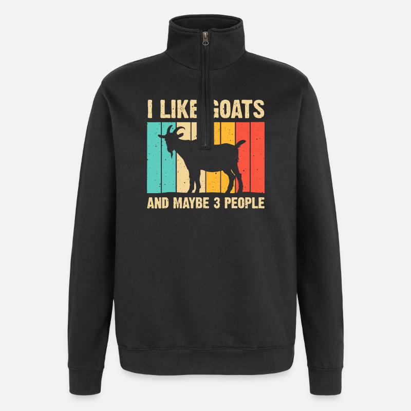 Goat Silhouette on Rainbow Planks - Quarter-Zip Sweatshirt - black