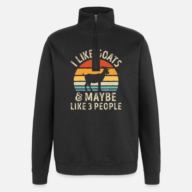 Goat Sunset Meme Tee - Quarter-Zip Sweatshirt - black