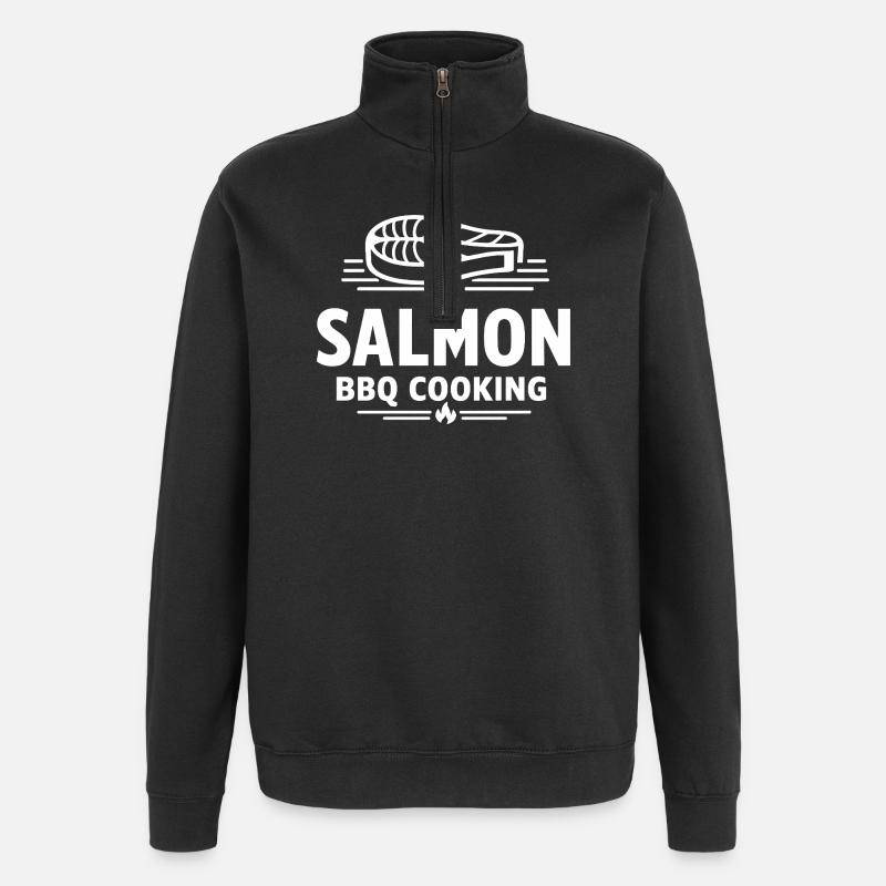 Salmon BBQ Cooking Seafood Grill - Quarter-Zip Sweatshirt - black