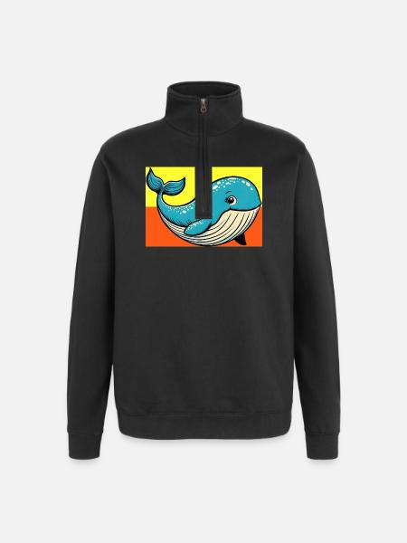 baleine - Sweat à zip 1/4 - noir