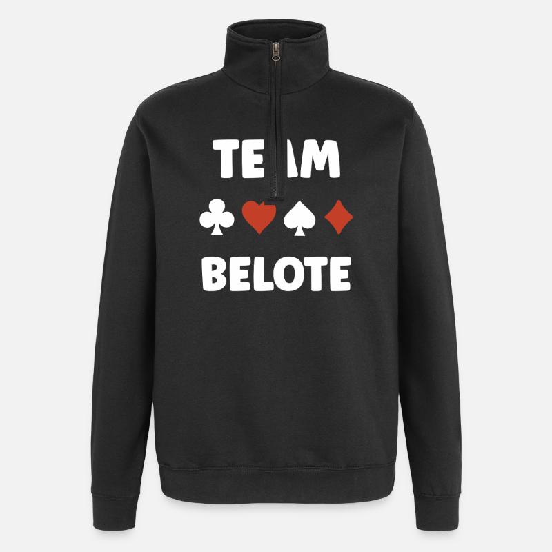 belote - Sweat à zip 1/4 - noir