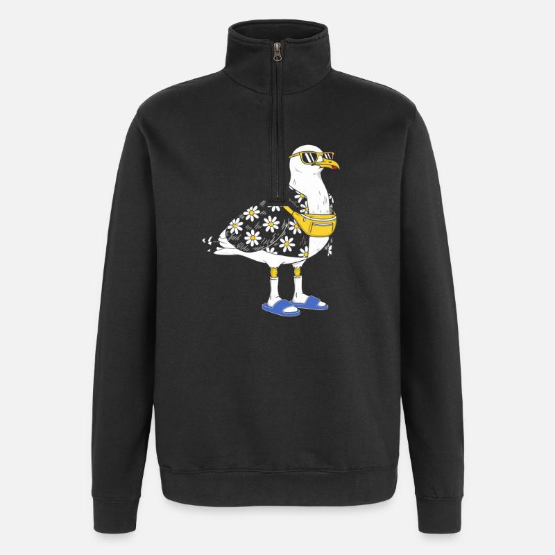 Gänseblümchen-Seemöwe im Sommerlook - Quarter-Zip-Sweatshirt - Schwarz