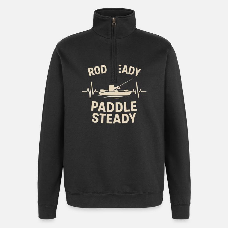 Rod ready, paddle calmly | Kayak Fishing - Quarter-Zip Sweatshirt - black