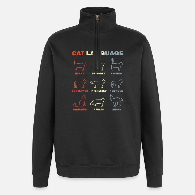 Katzensprachpalette: Bunte Katzenausdrücke - Quarter-Zip-Sweatshirt - Schwarz
