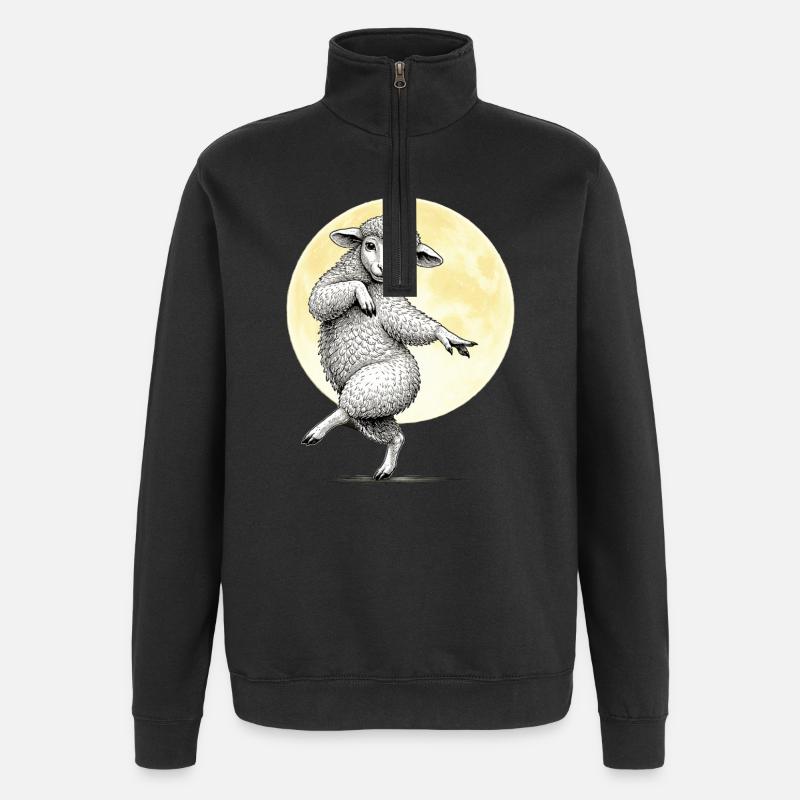 Moon Dancing Sheep Illustration - Quarter-Zip Sweatshirt - black