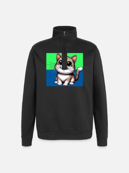 chat - Sweat à zip 1/4 - noir