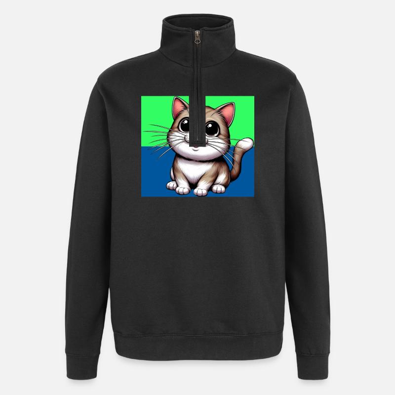 cat - Quarter-Zip Sweatshirt - black