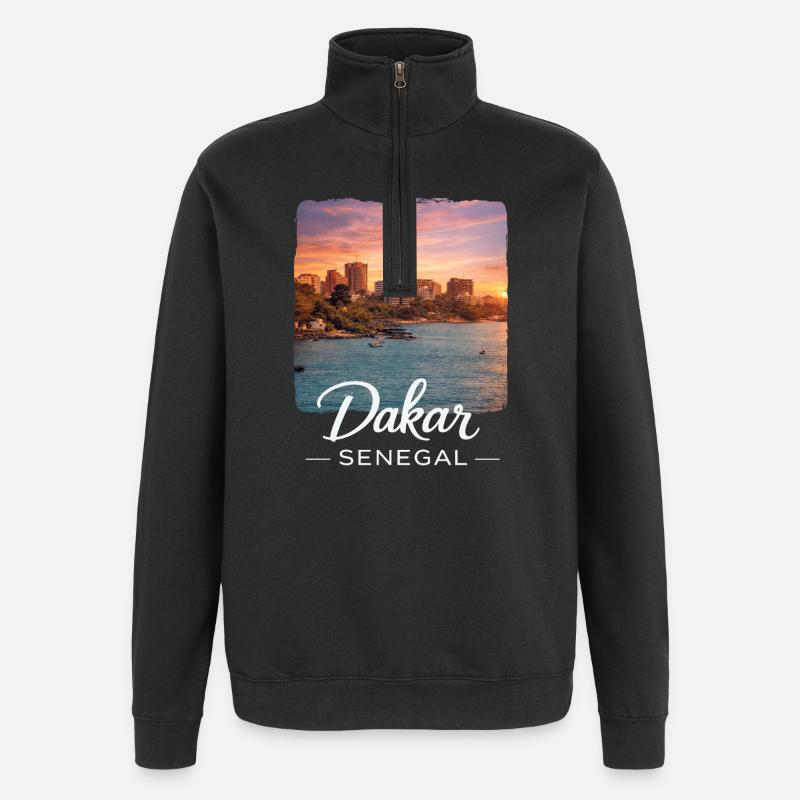 Dakar Sunset Coastal City - Quarter-Zip Sweatshirt - black