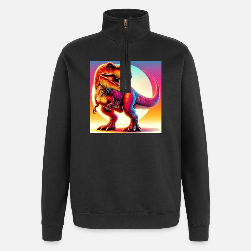 Dinosaurier - Quarter-Zip-Sweatshirt - Schwarz