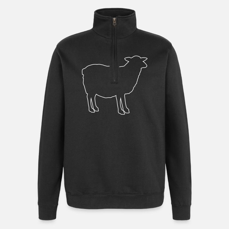 Schafsilhouette Outline - Quarter-Zip-Sweatshirt - Schwarz