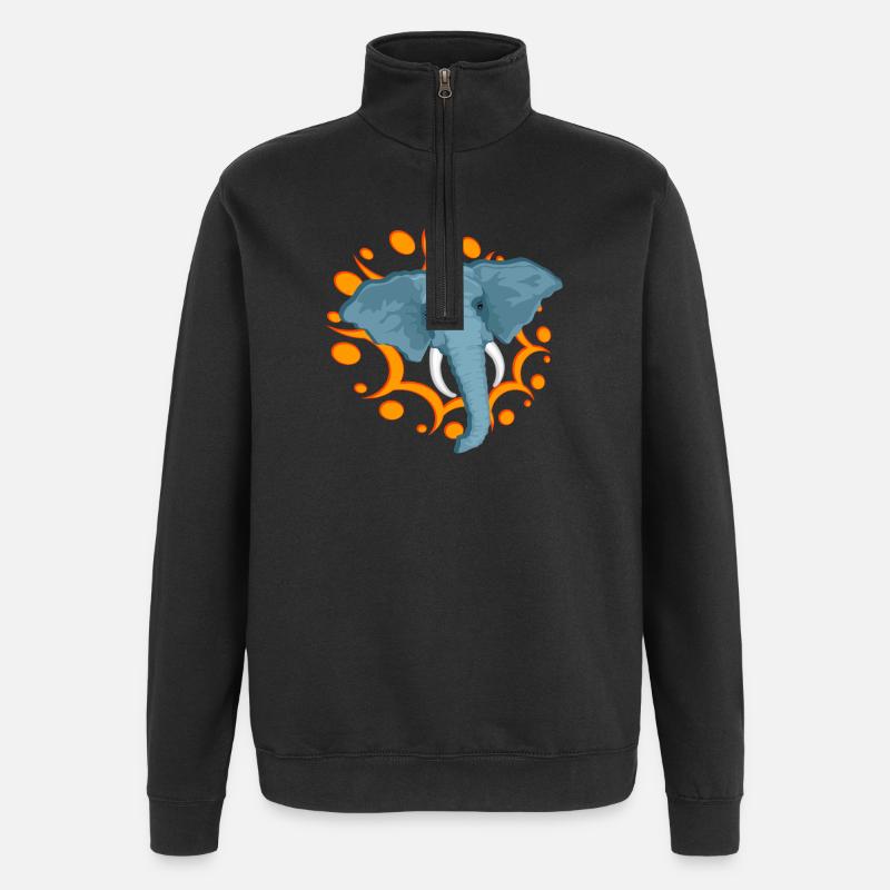 Blue Elephant with Orange Spat - Quarter-Zip Sweatshirt - black