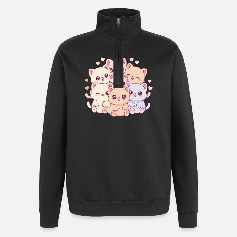 Bande de Chats Pastel - Sweat à zip 1/4 - noir