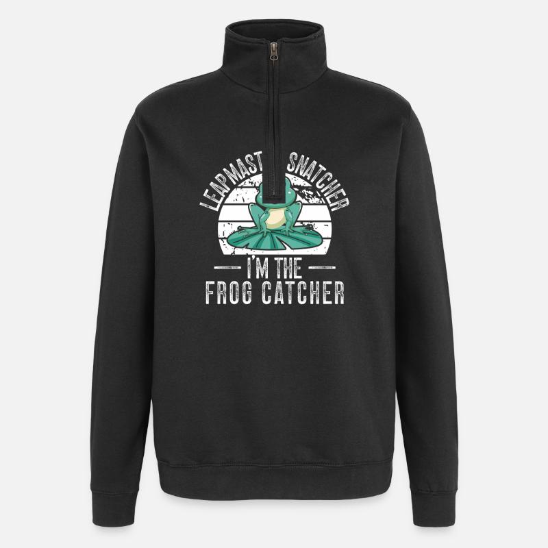Frog Catcher Leapmaster Snatcher Frog - Quarter-Zip Sweatshirt - black