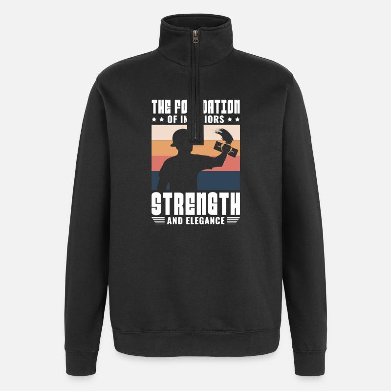 Drywall Drywall Builder Drywall Fitter - Quarter-Zip Sweatshirt - black