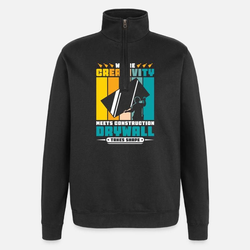 Drywall Drywall Builder Drywall Fitter - Quarter-Zip Sweatshirt - black