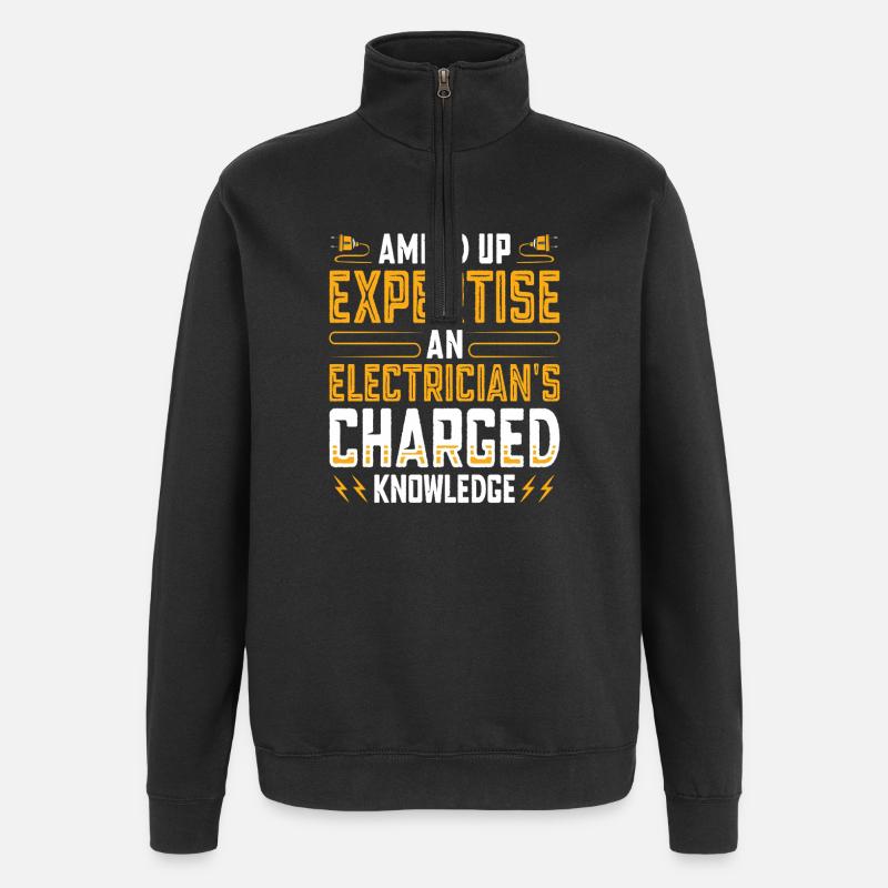 Electrician, Electronics Technician, Electrician - Quarter-Zip Sweatshirt - black