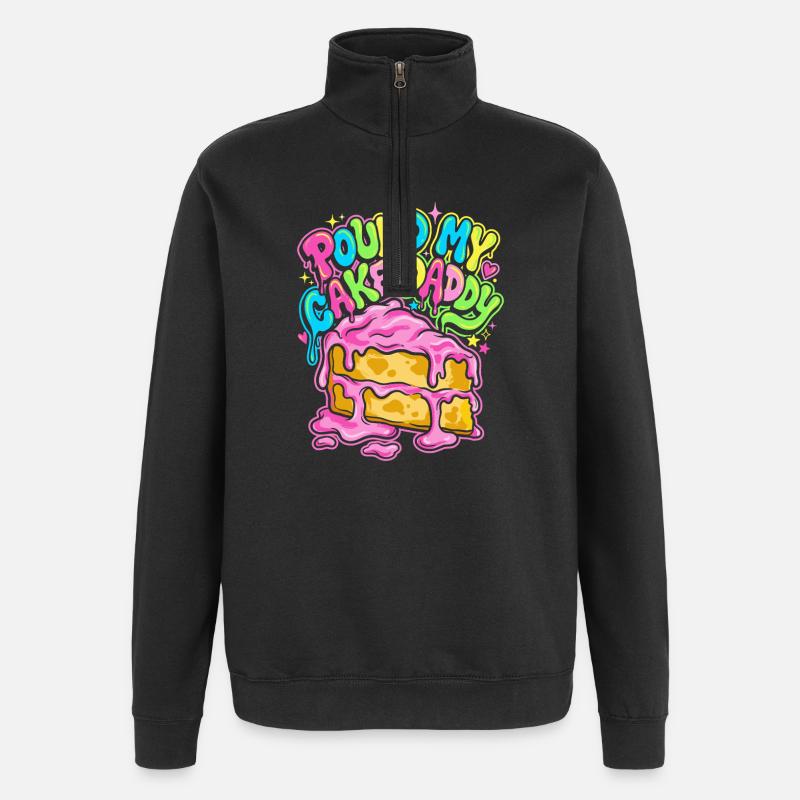 Round My Cake Daddy - Quarter-Zip Sweatshirt - black