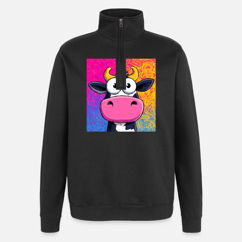 vache - Sweat à zip 1/4 - noir