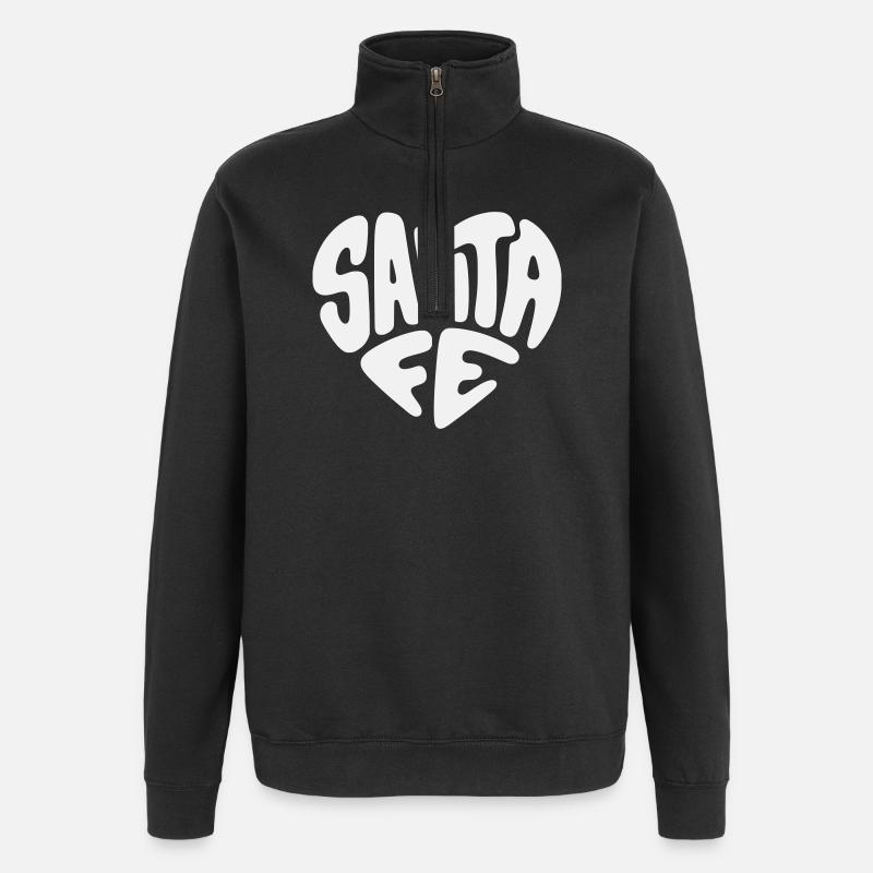Santa Fe, Nouveau-Mexique Heart Design - Sweat à zip 1/4 - noir