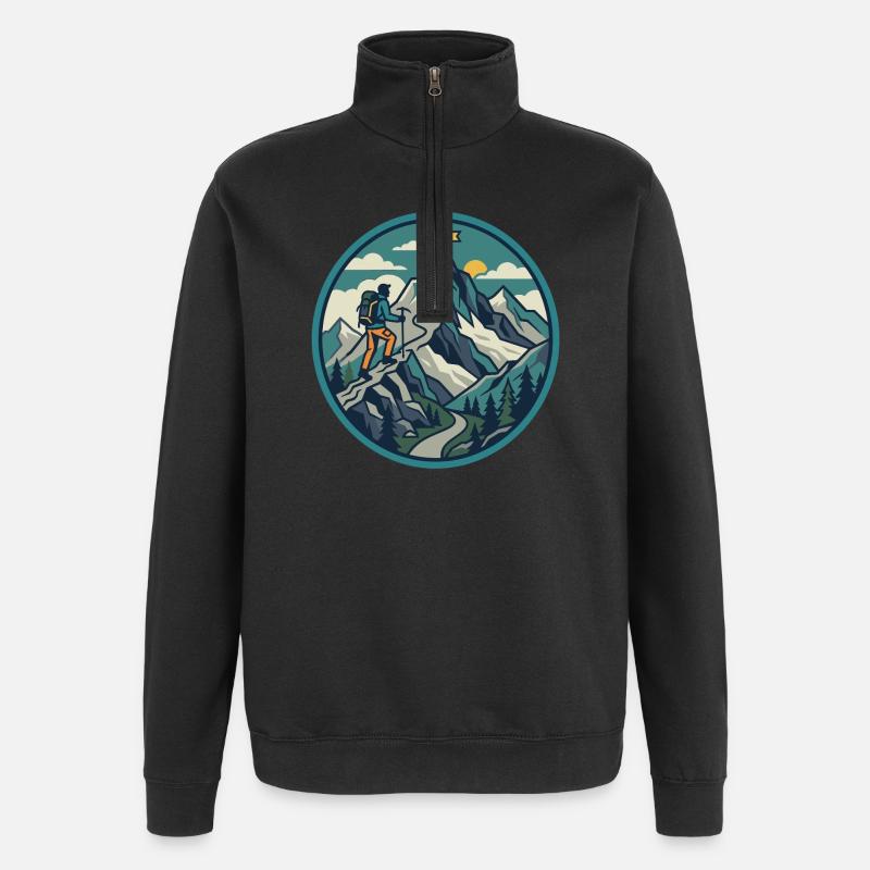 Bergsteigen Abenteuer Gipfel Motiv - Quarter-Zip-Sweatshirt - Schwarz