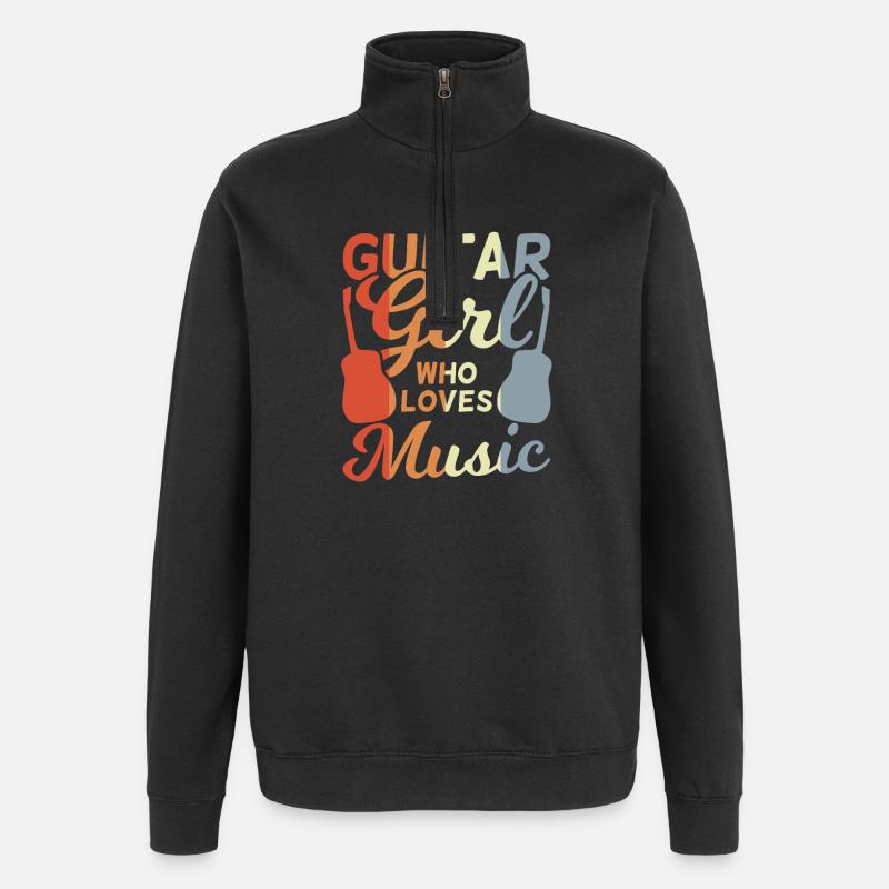 Guitar Girl - Sweat à zip 1/4 - noir