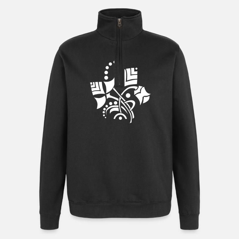 Deko-Blumen - Quarter-Zip-Sweatshirt - Schwarz