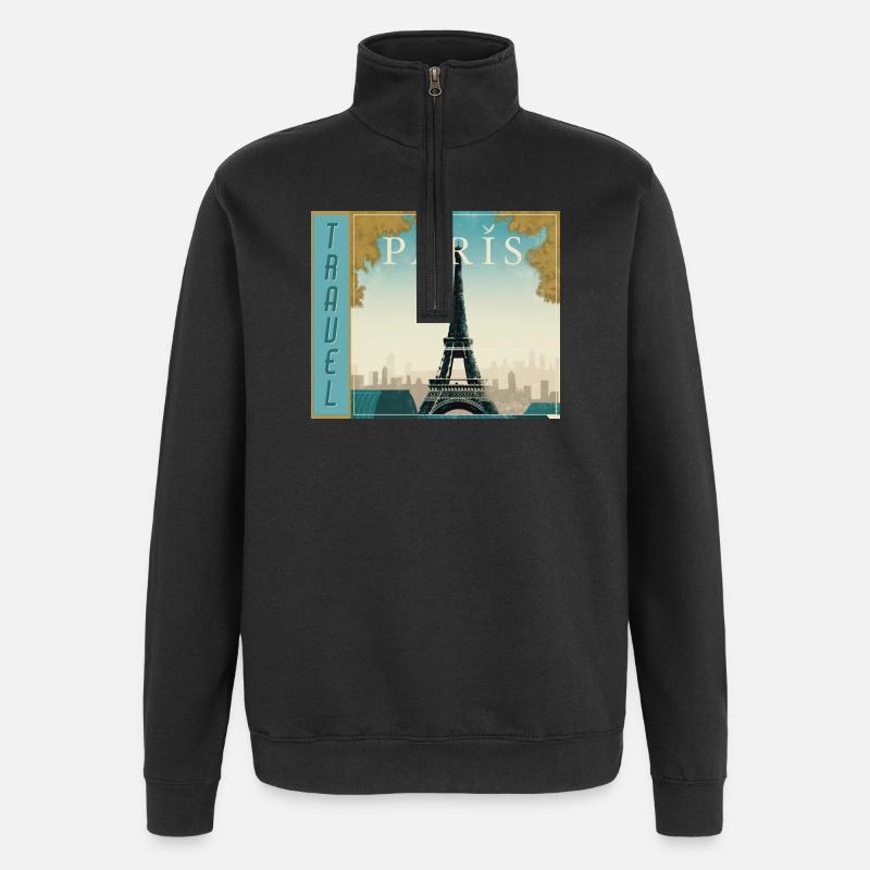 Paris Travel Retro Reiseposter - Quarter-Zip-Sweatshirt - Schwarz