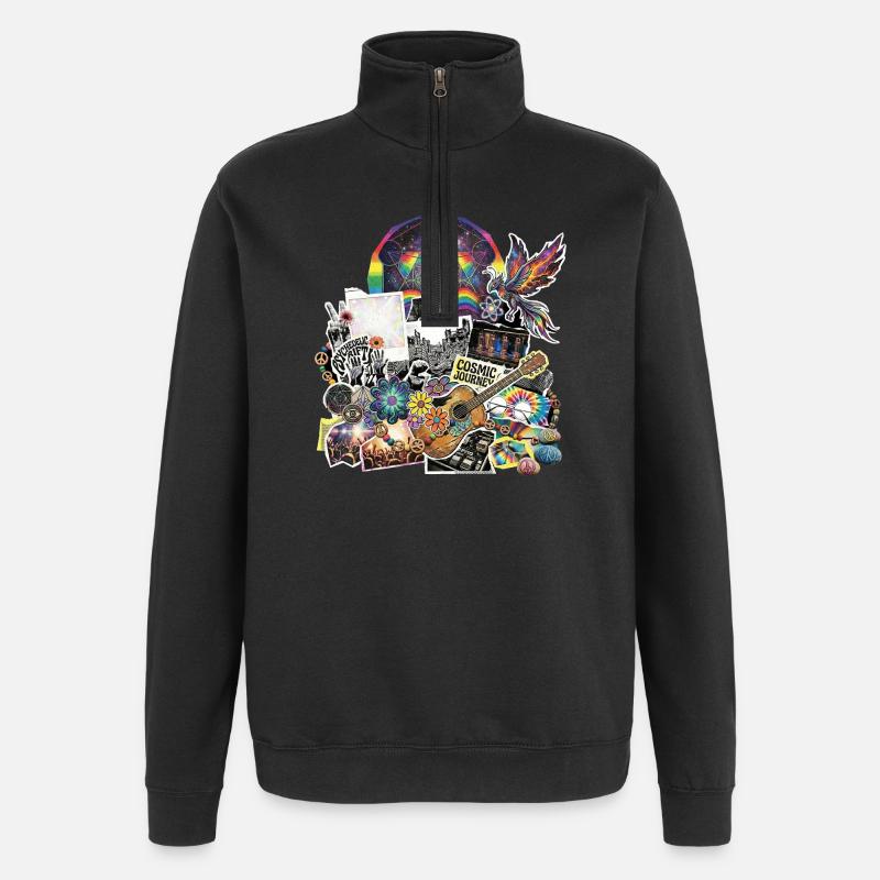 Psychedelic Rock Cosmic Space - Quarter-Zip Sweatshirt - black